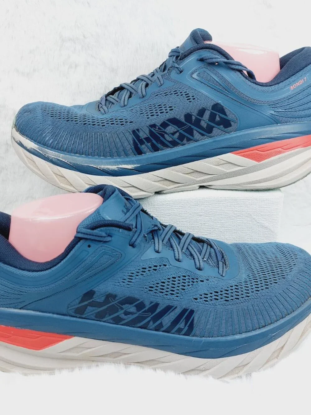 Hoka One One Bondi 7 Men's Real Teal Outer Space Lace-Up Running Shoes Size 12